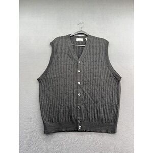Fiesole Sweater Vest Mens 2XL Gray Merino Wool Button Cable Knit Made Italy